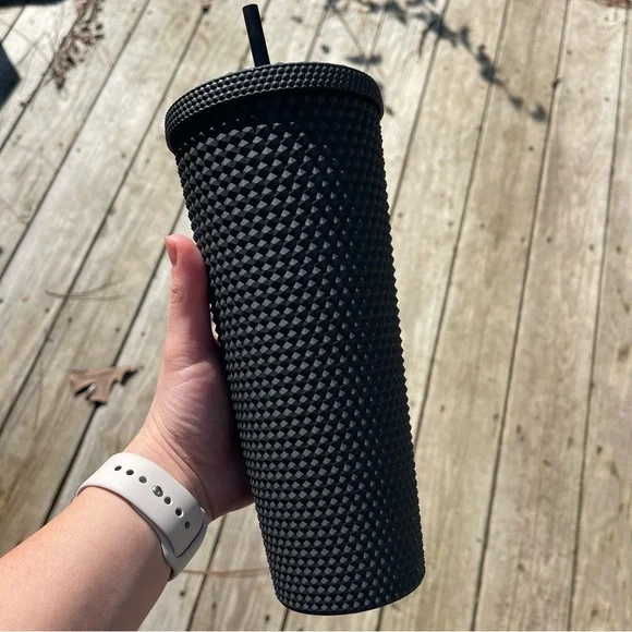 Large Matte Black Studded Starbucks Tumbler - Picture 2 of 4